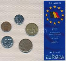 Belgium 1966-1991. 50c-20Fr 5klf darab "Az utolsó Frank forgalmi pénzek" szettben T:1,2 Belgium 1966-1991. 50 centimes - 20 Francs, 5 different coins "The Last Franc coins" set C:Unc,XF