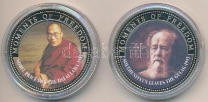 Libéria 2001. 10$ CuNi "Szabadság pillanatai - A Nobel-díjas Dalai Lama 1989." + 10$ CuNi ...