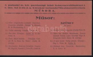 cca 1930-1980 a Margitszigeti színpad nyári műsorainak ismertetője (különböző ismert nevekkel, pl. Gregor József, Váradi Hédi, Básti Lajos) + a putnoki magyar királyi gazdasági felső leánynevelőintézet Mikulásestélyének programja a Leánybúcsú c. színdarab szereplőgárdájával, benne többek között Gobbi Hildával