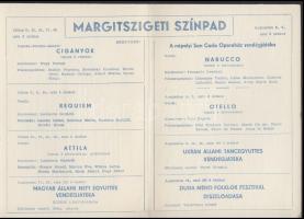 cca 1930-1980 a Margitszigeti színpad nyári műsorainak ismertetője (különböző ismert nevekkel, pl. G...