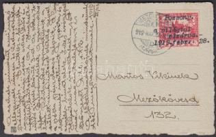 Schima Bandi (1882-1959) grafikus rajza, futott képeslapon Pozsonyból, melyben a csehek fosztogatásá...