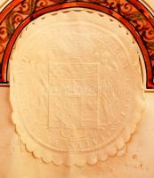 1935 Flóderer István gyógyszerész, okmánybélyeg szakíró gyógyszerészi diplomája. Kézzel festett, kar...