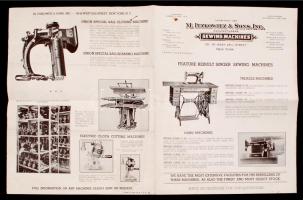 cca 1900-1920 Singer varrógép ( M. Itzkowitz & Sons, Inc., New York) képes, több típust bemutató reklám kiadványa angol nyelven, 4p / cca 1900-1920 The Singer sewing machines, prospectus with pictures, 4p 