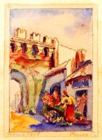 Prisca jelzéssel: Roma 1929, akvarell, papír, üvegezett fa keretben, 12×8,5 cm