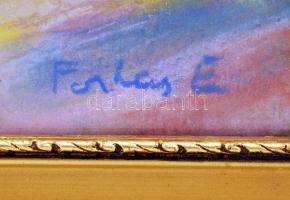 Farkas jelzéssel: Faluszéli árnyas úton, akvarell, papír, üvegezett fa keretben, 43,5×33,5 cm