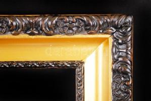 Dekoratív díszített képkeret, fa, újszerű állapotban, belső méret: 50,5×68 cm külső:63×80 cm
