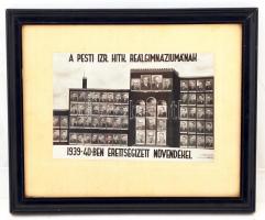 1939-1940 A Pesti Izraelita Hitközség Reálgimnáziumának 1939-1940-ben érettségizett növendékei, tablófotó üvegezett keretben, fotó 21x15 cm, keret 33x27 cm