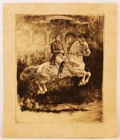 Benyovszky István (1898-1969): Ballotade. Rézkarc, papír, jelzett, 41×31 cm