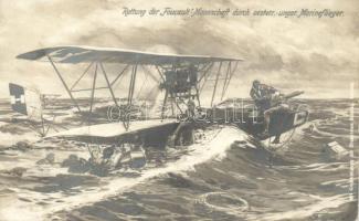 Rettung der 'Foucault'-Mannschaft durch österr.-ungarr. Marineflieger / rescuing the crew of 'Foucault', K.u.K. military