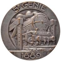 Franciaország ~1914-1918. "Versailles-i 5. Műszaki Ezred" ezüstözött Br jelvény hátlapon "ARTHUS BERTRAND PARIS" gyártói jelzéssel (34mm) T:2- France ~1914-1918. "5e GENIE 1889 (5th Engineer Regiment of Versailles)" silver plated Br badge with makers mark "ARTHUS BERTRAND PARIS" on the back (34mm) C:VF