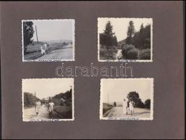 1941 Régi fényképek, 12db: Homorod fürdő, Székelyudvarhely, Tusnád fotó albumlapokon, 6x9cm