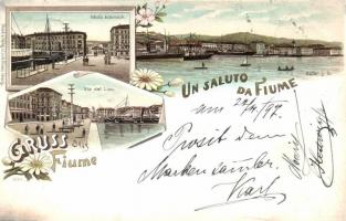 1897 Fiume, Via del Lido, Molo Adamich, litho
