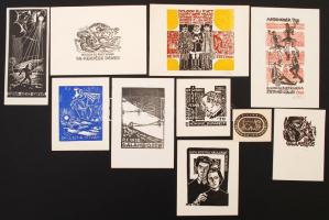 18 db ex libris, részben jelzett, hazai alkotóktól