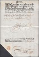 1672 Bécsi nyugta papírfelzetes viaszpecséttel / 1672 Vienna receipt with wax seal