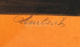 Paulovits Pál (1892-1975): Holdsütötte zug Velencében. Rézkarc, papír, jelzett, üvegezett keretben, ...