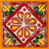 Jelzés nélkül: Narancsvirág. Tűzzománc, fém, jelzett, keretben, 6x6 cm