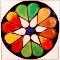 Jelzés nélkül: Szirmok. Tűzzománc, fém, jelzett, keretben, 10x10 cm