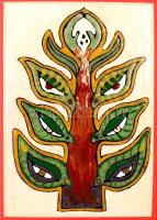 Jelzés nélkül: Mesefa. Tűzzománc, fém, jelzett, keretben, 10x14 cm