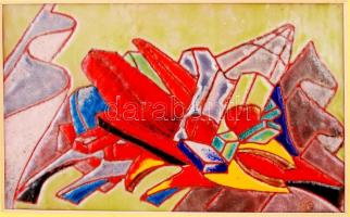 Jelzés nélkül: Tűz és jég. Tűzzománc, fém, jelzett, keretben, 10x14 cm