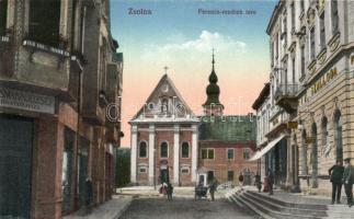 Zsolna, Ferenc rendiek tere, szálloda, divatáruház / square, hotel, shop