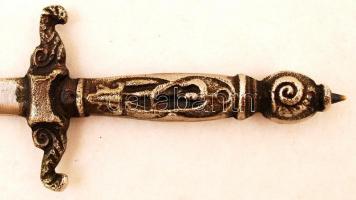 Díszes fém papírvágó kés, h: 20,5 cm