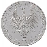 NSZK 1964. 5M Ag "Fichte" Hamburg (11.3g) T:1-,2
FRG 1964. 5 Mark Ag "Fichte" Ha...