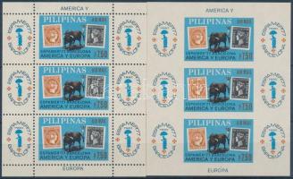 ESPAMER nemzetközi bélyegkiállítás fogazott + vágott blokk, ESPAMER International Stamp Exhibition perforated + imperforated block