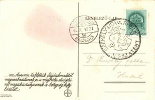 Aspirin reklám / Hungarian folklore, Matyó couple, Aspirin's advertising on the back side, viss...