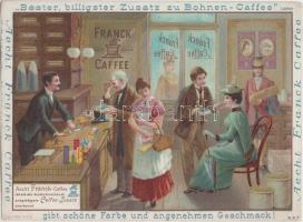 cca 1910 Franck kávé reklám litho gyűjtőkártya / cca 1910 Franck coffe litho card 15x12 cm