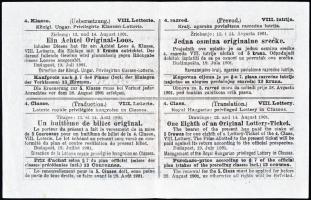 Budapest 1901. "Magyar Kir. Szabadalmazott Osztálysorsjáték" második osztály egy nyolcad s...