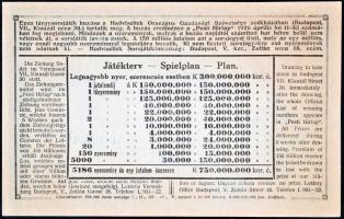 Budapest 1926. "Sorsjegy a Hadviseltek Üdülő Otthona Javára" 10.000K T:I- 
Hungary / Budap...