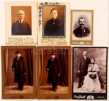 Régi keményhátú fotók(6 db), közte katonai is, régi bőr fotóalbum a külsején Bécs látképével