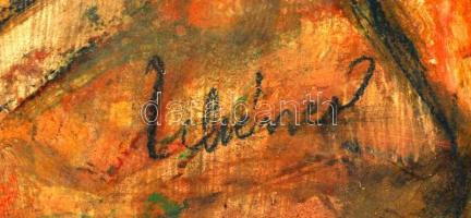 Schéner jelzéssel: Dísznapraforgók, olaj, farost, keretben, 68,5×38,5 cm