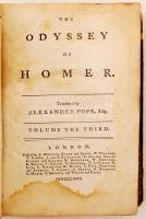 Homer: The Odyssey of - -. Translated by Alexander Pope. Volume the third. London, 1771. Aranyozott ...