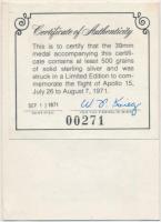 Amerikai Egyesült Államok 1973. "Apollo 15 - Scott Worden Irvin" sterling ezüst medál, sor...