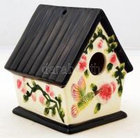 Festett kerámia madárház, hibátlan, 16x14x18 cm