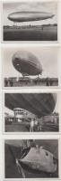 cca 1930 Graf Zeppelin léghajó fényképsorozat 12 db-os fotósorozat 6x9 cm fotókkal / cca 1930 Zeppelin set of 12 photos 6x9 cm