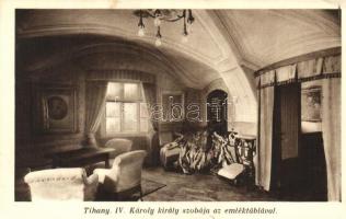 Tihany, IV. Károly király szobája az emléktáblával (EK)