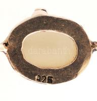 Ezüst, női nyaklánc 9db macskaszemmel(?) díszítve. jelzett, br.: 15,8gr