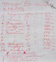 cca 1900 Losonc város utcáinak postatiszt által kézzel rajzolt térképe, rajta a kihelyezett, különbö...