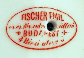 Fischer Emil arany-kék porcelán kiöntő fedéllel, hibátlan, jelzett, h: 14 cm, m: 9 cm