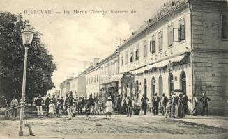 Belovar, Bjelovar; Trg. Marije Terezije, svratiste; Naklada Edm. Klaric / Maria Theresia square, hotel (wet damage)