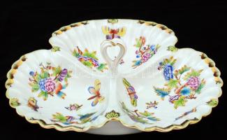 Herendi Viktória mintás tál, kézzel festett, jelzett, hibátlan, d:27 cm