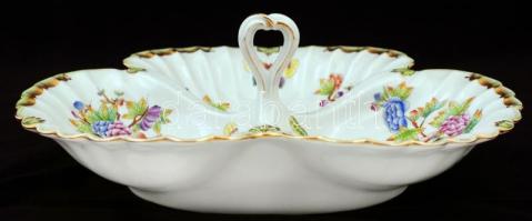 Herendi Viktória mintás tál, kézzel festett, jelzett, hibátlan, d:27 cm