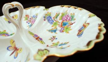 Herendi Viktória mintás tál, kézzel festett, jelzett, hibátlan, d:27 cm