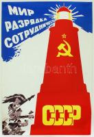 cca 1980 eleje, Szovjet békeharcos, propaganda plakát, feltekerve, 98x66cm