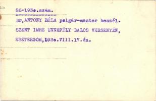 1930 Esztergom, Szent Imre dalosünnep, Dr. Antony Béla polgármester beszél, Rottár A. photo