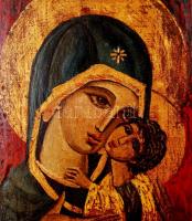 Jelzés nélkül, Mária kis Jézussal,antik, kézzel festett, fatábla,  20x13cm