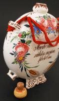 Bélapátfalvai születésnapi kulacs dugóval, kézzel festett, jelzett, apró lepattanásokkal, m:24 cm / ...