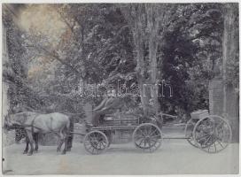 cca 1890 Pécs, a Zsolnay gyár túzoltócsapata 3 db nagyméretű fotó / Zsolnay porcelain factory fire guards 3 photos 22x16 cm